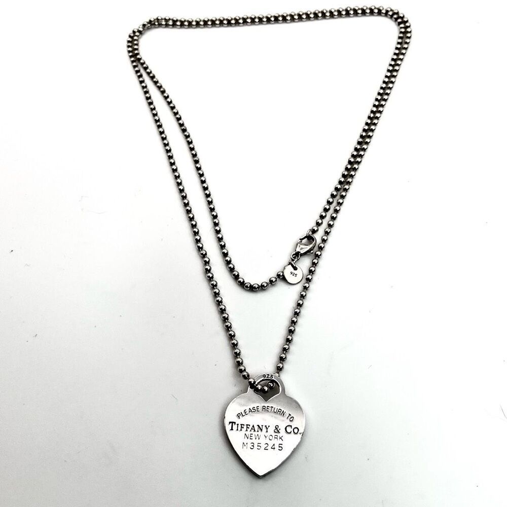Tiffany & Co. Beaded 34” Chain Return to Tiffany Heart Tag Necklace in Silver - Picture 4 of 16